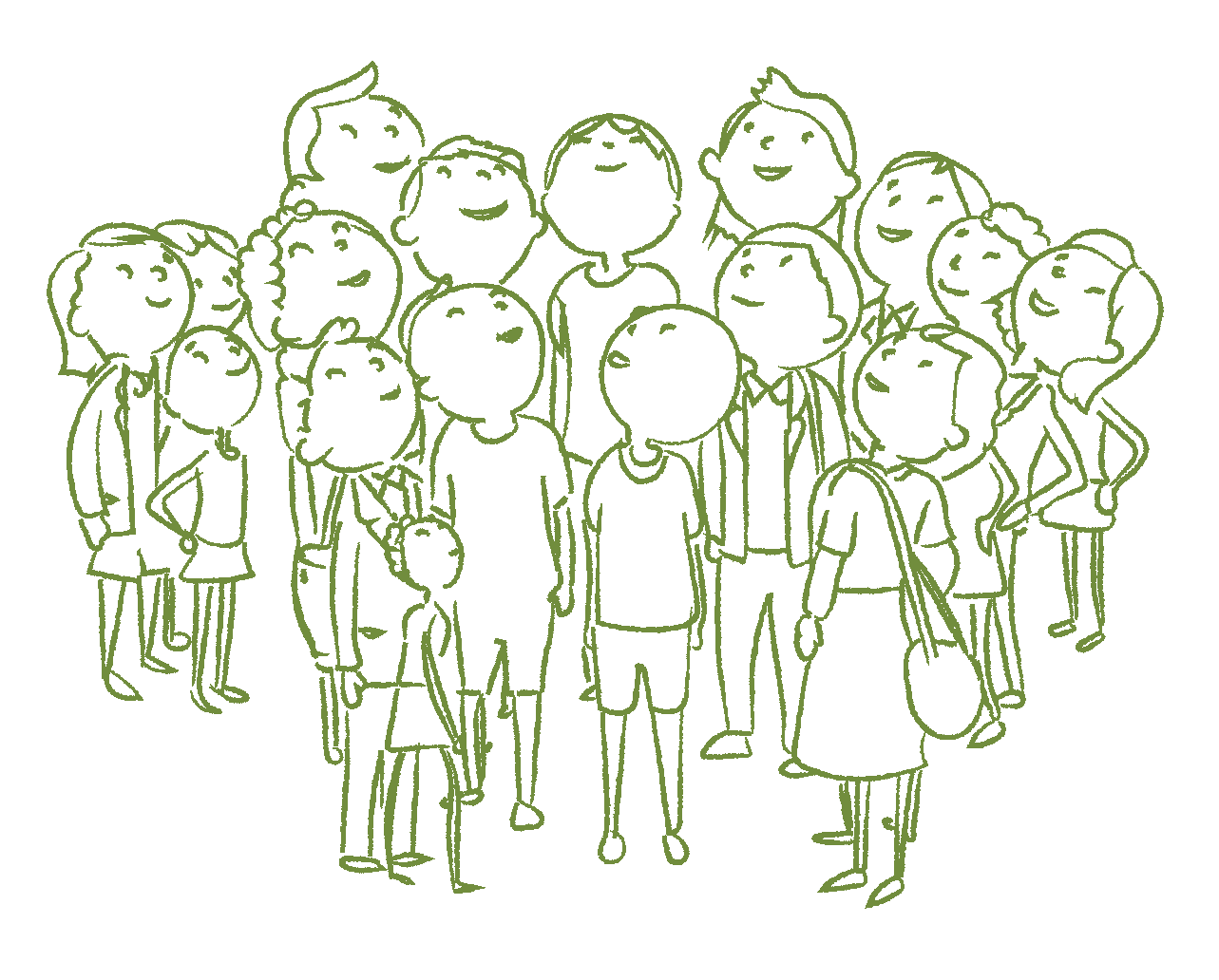 Animated sketch of people looking up
